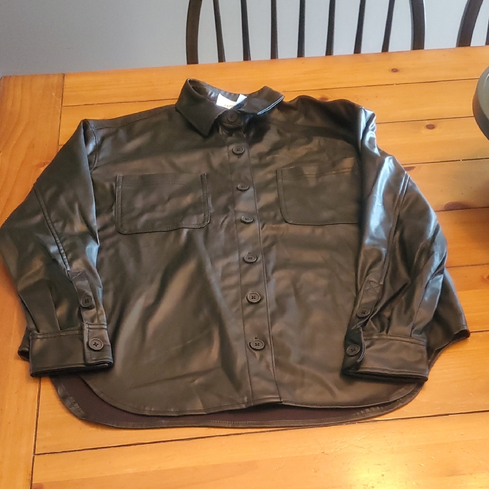 NWT American Eagle Faux Leather Shirt Jacket